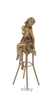 Statue Sculpture Bronze Art Déco Nouveau Femme Tabouret Bar DSBJ-13 Moderne