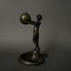 Statuette 1900 Art Nouveau En étain Ou Régule Femme Portant Une Boule M3433
