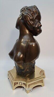 Statuette Bronze Buste Femme Nue Style Art Nouveau Lambaux