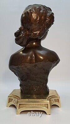 Statuette Bronze Buste Femme Nue Style Art Nouveau Lambaux