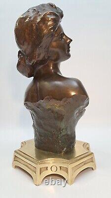 Statuette Bronze Buste Femme Nue Style Art Nouveau Lambaux