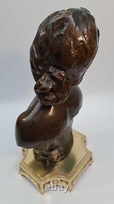 Statuette Bronze Buste Femme Nue Style Art Nouveau Lambaux