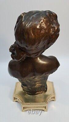 Statuette Bronze Buste Femme Nue Style Art Nouveau Lambaux