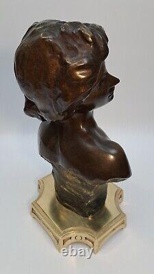 Statuette Bronze Buste Femme Nue Style Art Nouveau Lambaux