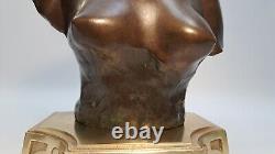 Statuette Bronze Buste Femme Nue Style Art Nouveau Lambaux