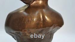 Statuette Bronze Buste Femme Nue Style Art Nouveau Lambaux