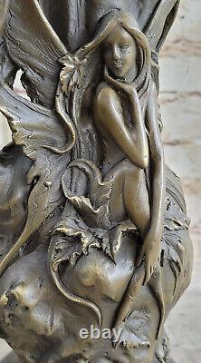Style Art Nouveau Bronze Vase Chair Femme France Paris Statue Marbre Sculpture