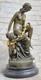 Style Art Nouveau Statue Femme Putti Chair Unveiled Bronze Vénus Sculpture Décor