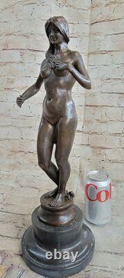 Style Art Nouveau Statue Femme Sirène Chair Bronze Venus Sculpture Veille Marron
