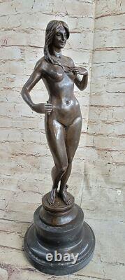 Style Art Nouveau Statue Femme Sirène Chair Bronze Venus Sculpture Veille Marron