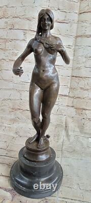 Style Art Nouveau Statue Femme Sirène Chair Bronze Venus Sculpture Veille Marron