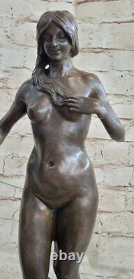 Style Art Nouveau Statue Femme Sirène Chair Bronze Venus Sculpture Veille Marron