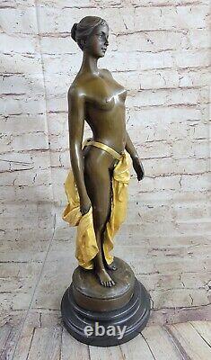 Style Art Nouveau Veille Statue Femme Sirène Chair en Bronze Vénus Sculpture Or