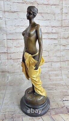 Style Art Nouveau Veille Statue Femme Sirène Chair en Bronze Vénus Sculpture Or