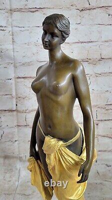 Style Art Nouveau Veille Statue Femme Sirène Chair en Bronze Vénus Sculpture Or