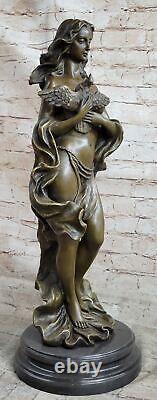 Style Vintage Art Nouveau Femme Oiseau Bronze Figuratif Jardin Sculpture Vente