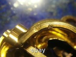 Sublime Boucle à ruban ancienne Art Nouveau Or Gold 18k 750 Diamant Rubis 2,05g