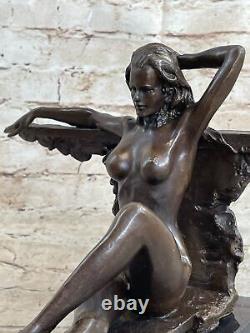 Superbe Aldo Vitaleh Style Art Nouveau Nu Femme Bronze Sculpture Lost Cire Ouvre