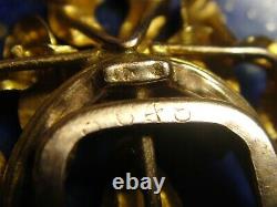 Superbe Boucle à ruban ancienne Art Nouveau Or Gold 18k 750 Diamant Perles 2,21g
