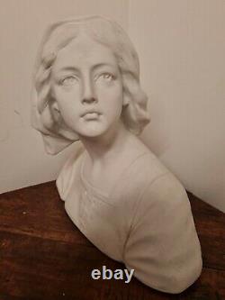 Superbe Buste Femme Art Nouveau Biscuit De SEVRES signé