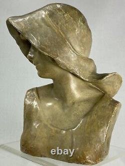 Superbe Buste Femme Terre Cuite Art Nouveau 1900 Goldscheider B. Haniroff Signee