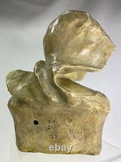 Superbe Buste Femme Terre Cuite Art Nouveau 1900 Goldscheider B. Haniroff Signee