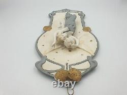 Superbe Plaque murale Biscuit porcelaine Jeune femme & Ange Art Nouveau 1900 N°1