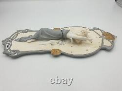 Superbe Plaque murale Biscuit porcelaine Jeune femme & Ange Art Nouveau 1900 N°1