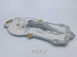 Superbe Plaque murale Biscuit porcelaine Jeune femme & Ange Art Nouveau 1900 N°2