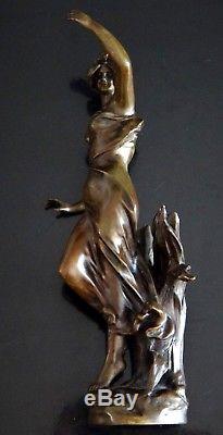 Superbe bronze Art nouveau femme JULIEN CAUSSE 37cm Old jugendstil woman XIX