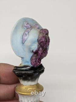 Superbe buste femme belle époque art nouveau porcelaine polychrome miniature