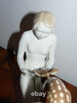 Superbe femme et faon EN PORCELAINE DE SAXE Hutschenreuther H. 24 cm Art Nouveau