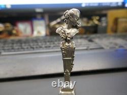 Superbe sceau argent Minerve, buste de femme art nouveau, non gravé, H 85mm, P 75g