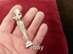 Superbe sceau argent Minerve, buste de femme art nouveau, non gravé, H 85mm, P 75g