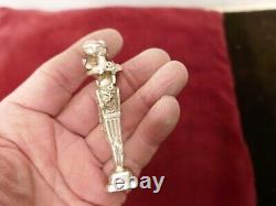 Superbe sceau argent Minerve, buste de femme art nouveau, non gravé, H 85mm, P 75g