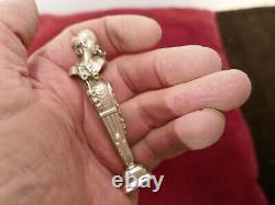 Superbe sceau argent Minerve, buste de femme art nouveau, non gravé, H 85mm, P 75g