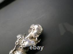 Superbe sceau argent Minerve, buste de femme art nouveau, non gravé, H 85mm, P 75g