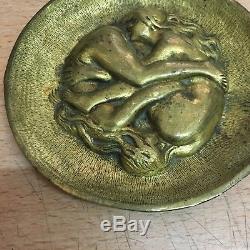 Superbe vide-poche coupelle érotique bronze doré 2 femme art nouveau