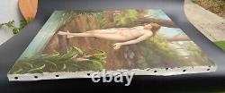 Tableau Femme Nu Nue Peinture Huile Art Nouveau Vintage Oil Painting Nude Woman