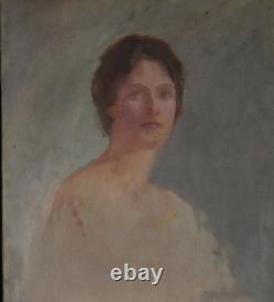 Tableau Huile sur toile Début XXe s Portrait de femme Art nouveau esquisse