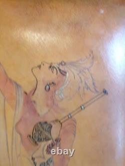 Tableau Peinture Dessin Aquarelle Femme Art Deco Nouveau Sur Cuir