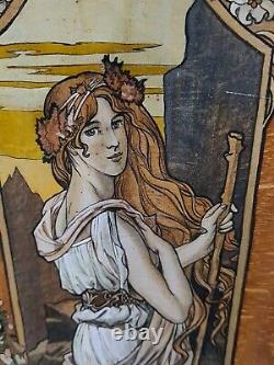 Tableau Portrait De Femme Art Nouveau Allégorie Du Printemps Dlg Mucha