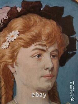Tableau XIX Eme- Portrait Femme-art Nouveau-illustrateur-tableau-xix Eme