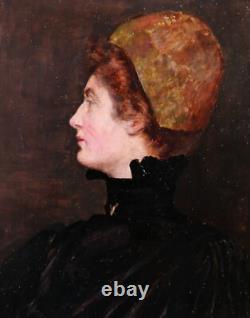 Tableau ancien portrait femme Joseph-Félix BOUCHOR Art Nouveau