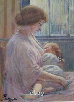 Tableau dessin maternité femme enfant impressionnisme Art Nouveau