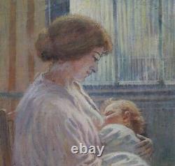 Tableau dessin maternité femme enfant impressionnisme Art Nouveau