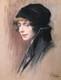 Tableau Dessin Pastel Portrait Femme Andrés Gimeno Art Nouveau Espagne
