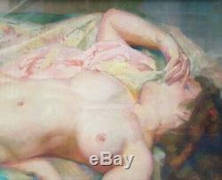 Tableau pastel signé BERNARD Pissarro nu années 1920 femme peinture française