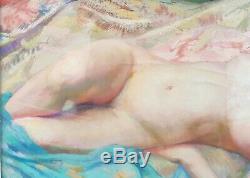 Tableau pastel signé BERNARD Pissarro nu années 1920 femme peinture française