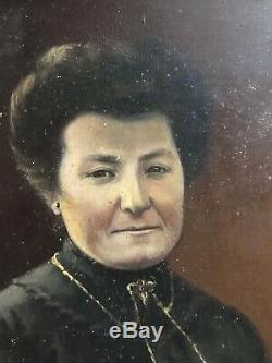 Tableau peinture HST portrait femme noble signé daté 1912